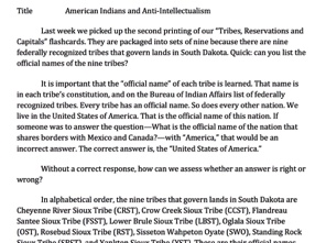 American Indians and Anti-Intellectualism