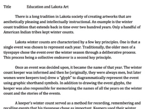 Education and Lakota Art