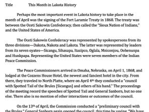 This Month in Lakota History