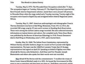 This Month in Lakota History
