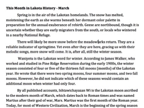 This Month in Lakota History - March