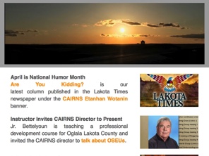 CAIRNS Newsletter 17:4 Emailed to Subscribers